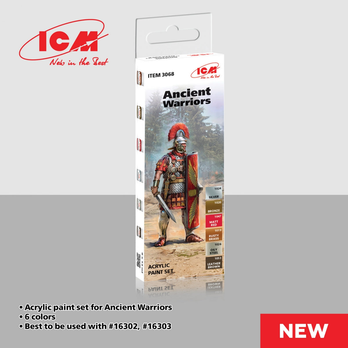 ICM 3068 Coffret de peinture acrylique pour guerriers antiques, 12 ml x 6