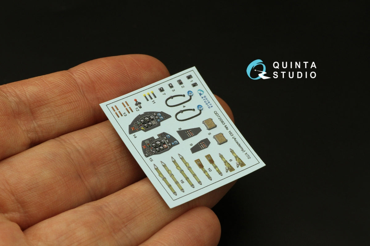 Quinta Studio QD72083 Me 163 3D-Printed &amp;amp; coloured Interior on decal paper (Academy) 1/72 – imagen 5