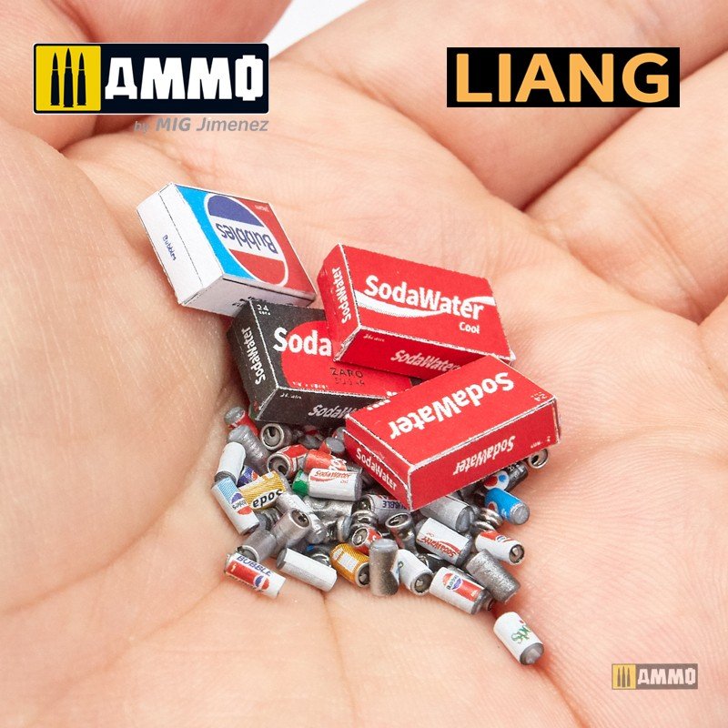 Liang 0411 3D-Print Model Soda Cans + Cardboard Boxes 1960s-1990s 1/35 – immagine 9