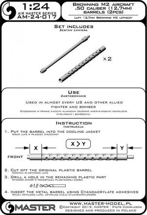 Master AM-24-017 Lufy km-ów Browning M2 aircraft .50 caliber (12,7mm) (2 szt.) 1/24 – immagine 3