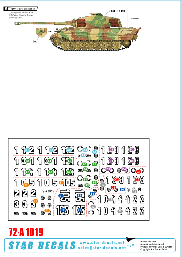 Star Decals 72-A1019 Western Front Tigers # 1 1/72 – imagen 2