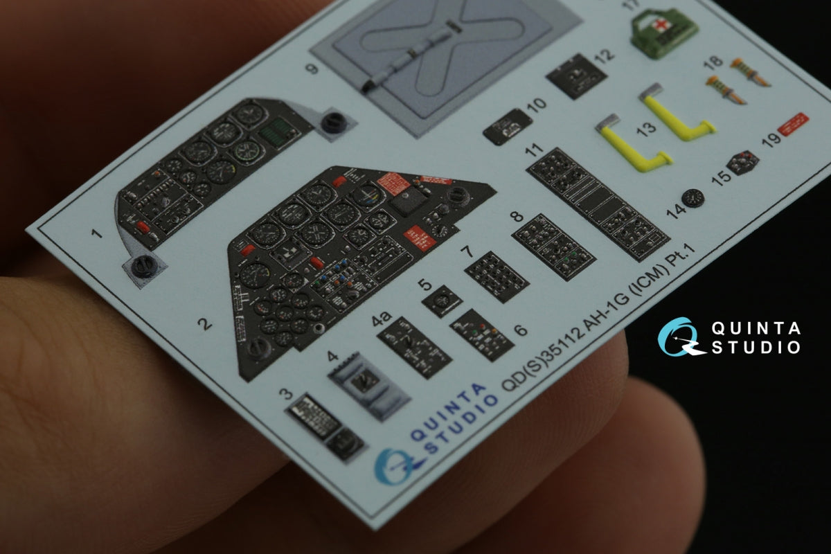 Quinta Studio QD35112 AH-1G Cobra 3D-Printed &amp;amp; coloured Interior on decal paper (ICM) 1/35 – Bild 7
