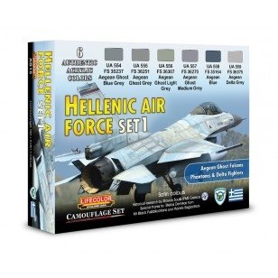 Coffret de peinture acrylique Lifecolor XS15, motif Armée de l'air hellénique, lot de 1 (6 x 22 ml)