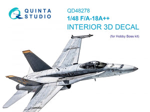 Quinta Studio QD48278 F/A-18А++ 3D-Printed &amp;amp; coloured Interior on decal paper (HobbyBoss) 1/48