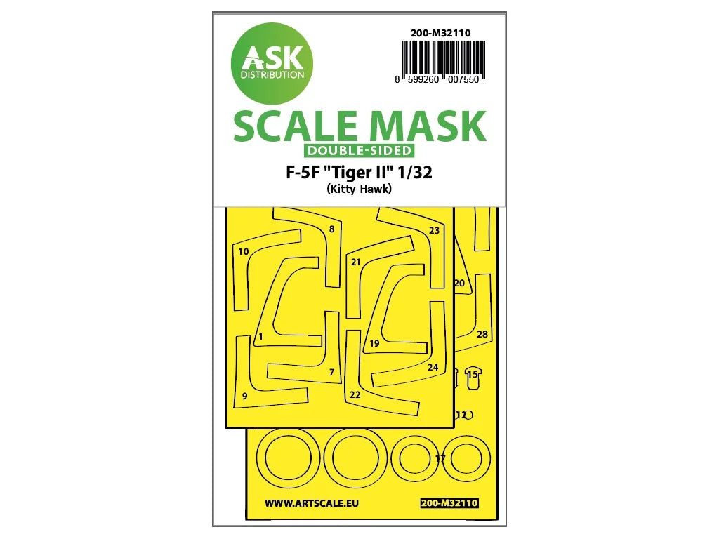 Art Scale Kit M32110 F-5F Tiger II Double-Sided Express Fit Mask for Kitty Hawk 1/32