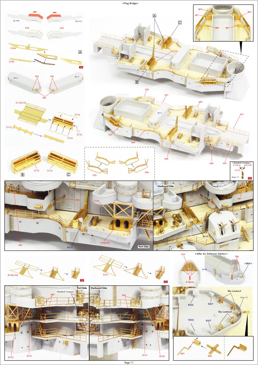 Pontos 37034FB USS BB-63 Missouri 1945 Advanced Detail Up Set for Hobbyboss Kit (Deck Blue 20B stained wooden deck) 1/350 – imagen 18