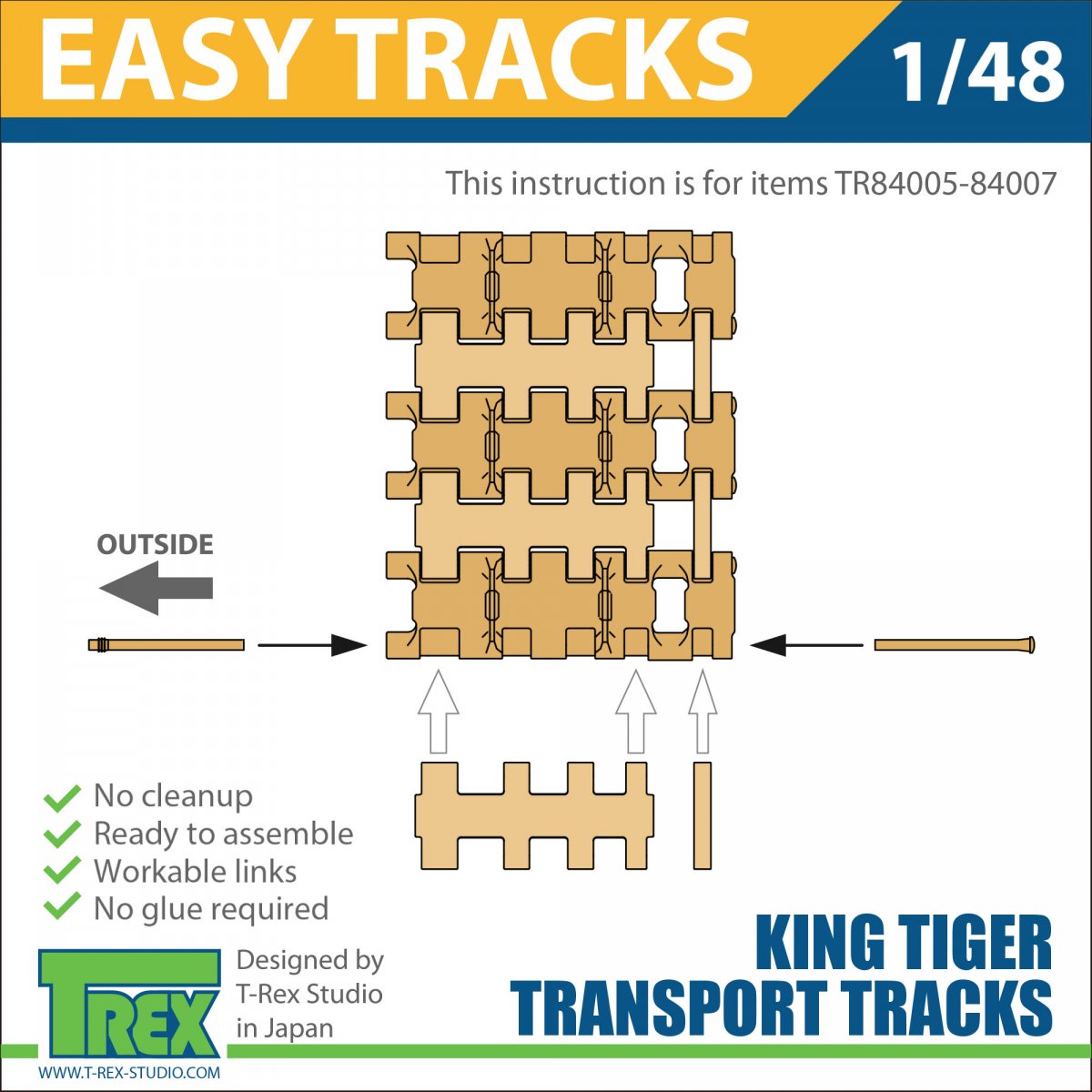 T-Rex Studio TR84007 King Tiger Transport Tracks Pattern 2 1/48 – Bild 5