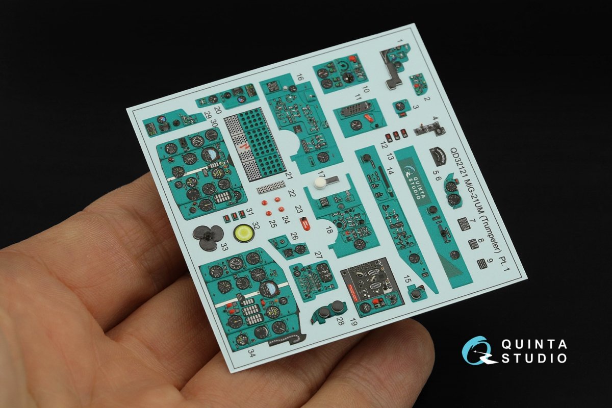 Quinta Studio QDS-32121 MiG-21UM 3D-Printed &amp;amp; coloured Interior on decal paper (Trumpeter) (Small version) 1/32 – Bild 7