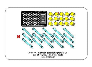 Aber 16058A German Hand Grenade Set - Metal Parts x15 pcs 1/16 – image 2