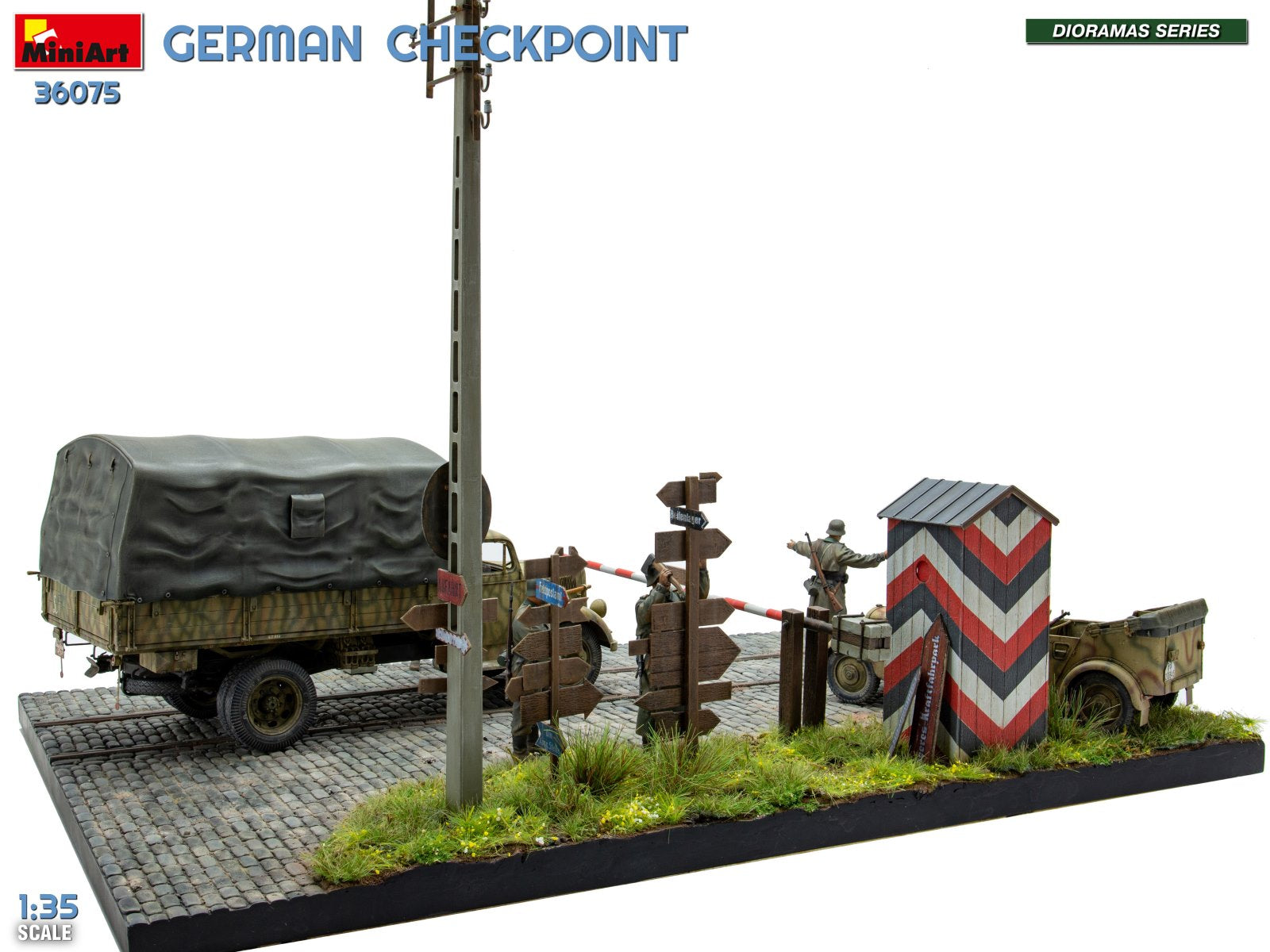 MiniArt 36075 German Checkpoint. 3t Cargo Truck 3,6-36S &amp;amp; Kfz.1 Type 170VK w/ Feldgendarmerie. Big Set 1/35 – zdjęcie 9