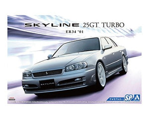 Aoshima 05596 Nissan ER34 Skyline 25GT Turbo 01 With Custom Wheels 1/24