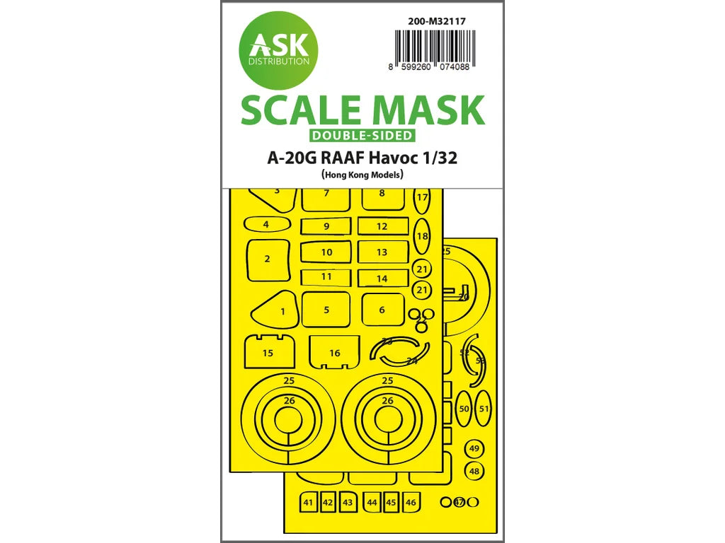 Art Scale Kit M32117 A-20 g RAAF Havoc Double-Sided Express Fit Mask for HK Models 1/32