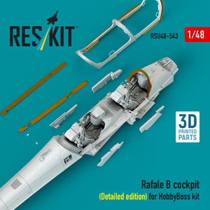 RESKIT RSU48-0543 Rafale B cockpit (Detailed edition) for HobbyBoss kit (3D Printed) 1/48