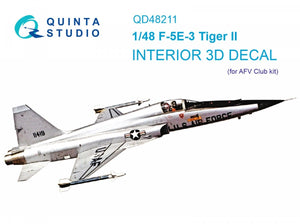 Quinta Studio QD48211 F-5E-3 Tiger II 3D-Printed &amp;amp; coloured Interior on decal paper ( AFV Club ) 1/48