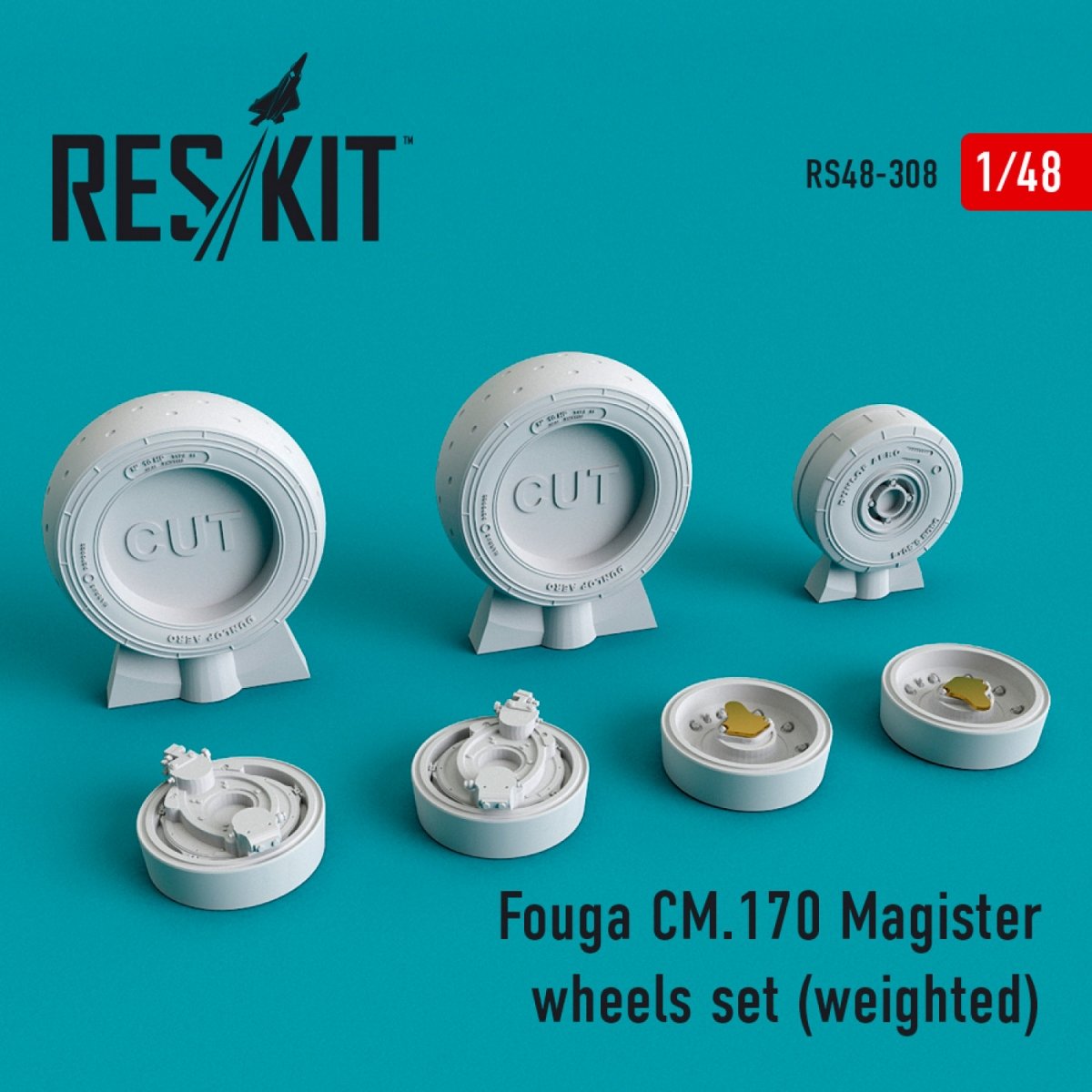 RESKIT RS48-0308 FOUGA CM.170 MAGISTER ENSEMBLE DE ROUES (LESTÉES) 1/48