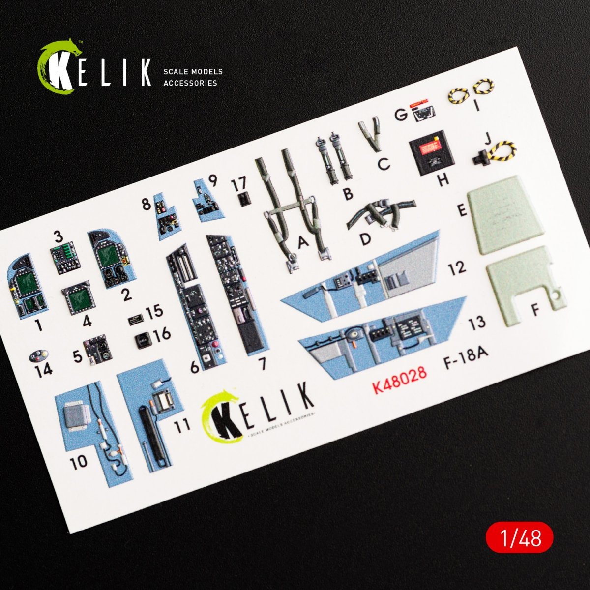KELIK K48028 F/A-18A &amp;quot;HORNET&amp;quot; INTERIOR 3D DECALS FOR KINETIC KIT 1/48 – immagine 2