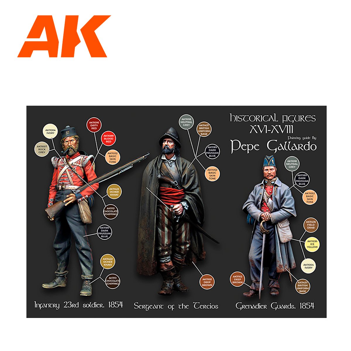 AK Interactive AK11762 SIGNATURE SET – HISTORICAL FIGURES P. XVI-XVIII BY PEPE GALLARDO PAINT SET 18x17 ml – image 5