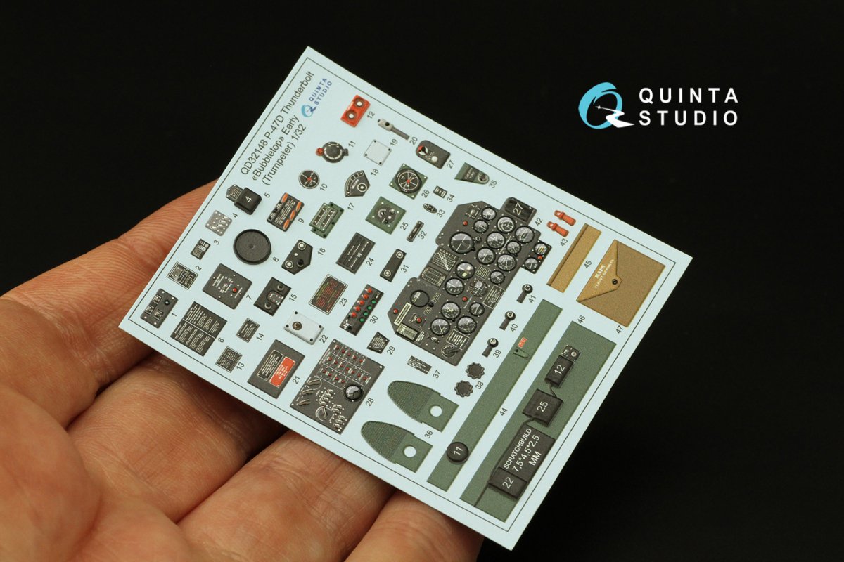 Quinta Studio QD32148 P-47D Thunderbolt Bubbletop Early 3D-Printed &amp;amp; coloured Interior on decal paper (Trumpeter) 1/32 – imagen 3