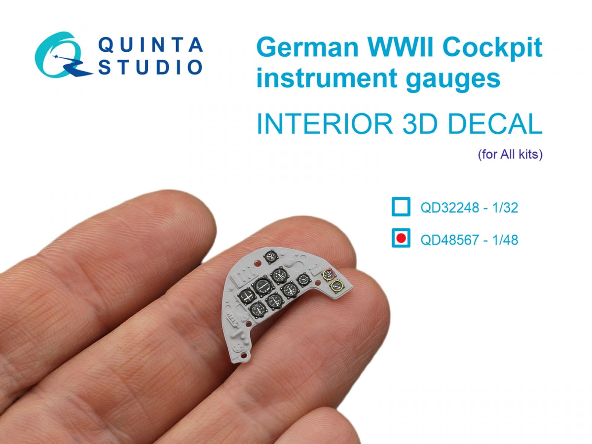 Quinta Studio QD48567 German WWII Cockpit instrument gauges 3D-Printed & coloured Interior on decal paper (All Kits) 1/48