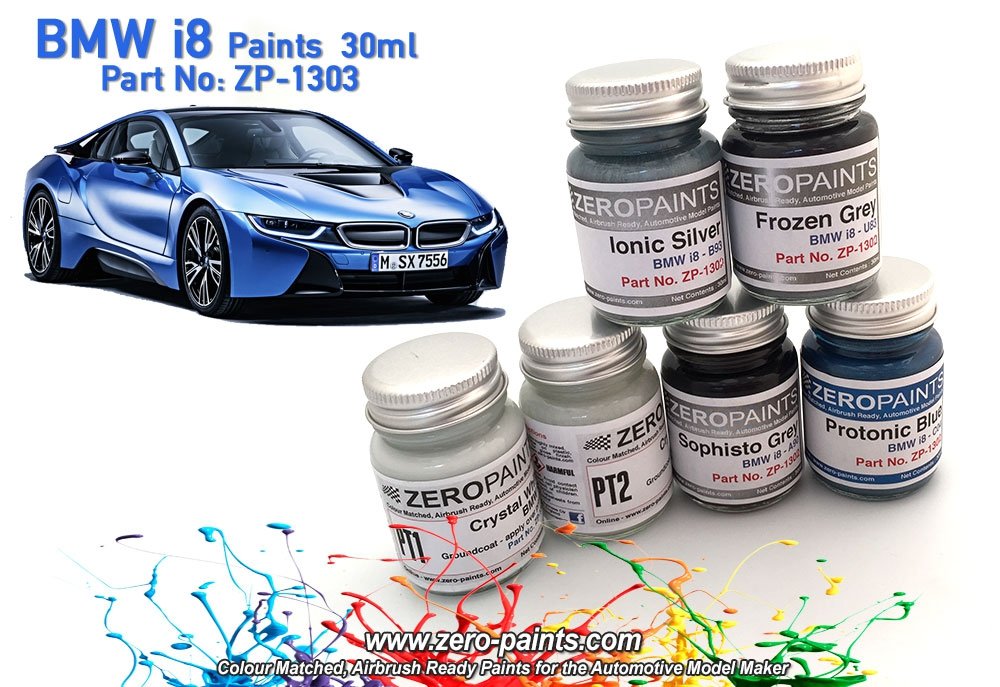 Peinture Zero Paints ZP-1303-CR-WH BMW i8 Blanc Cristal 2 x 30 ml