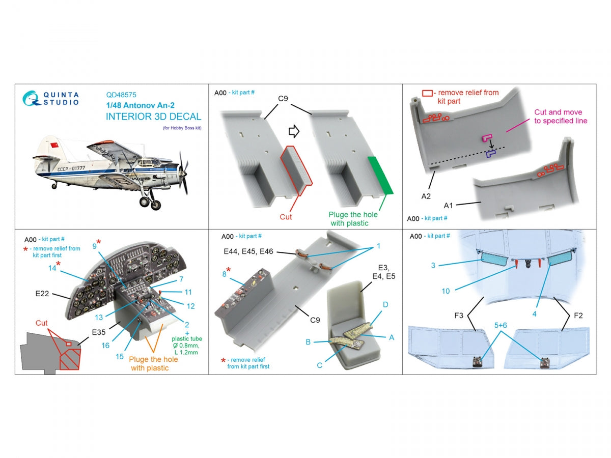Quinta Studio QD48575 Antonov An-2 Colt 3D-Printed &amp;amp; coloured Interior on decal paper (HobbyBoss) 1/48 – imagen 10