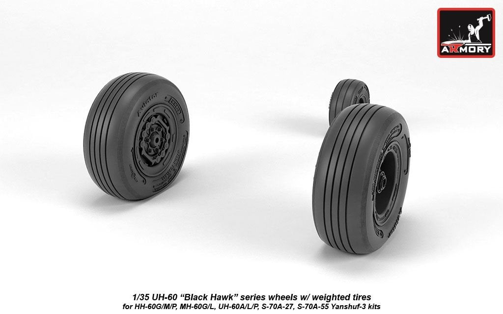 Armory Models AW35303 UH-60 Black Hawk wheels w/ weighted tires 1/35 – imagen 4