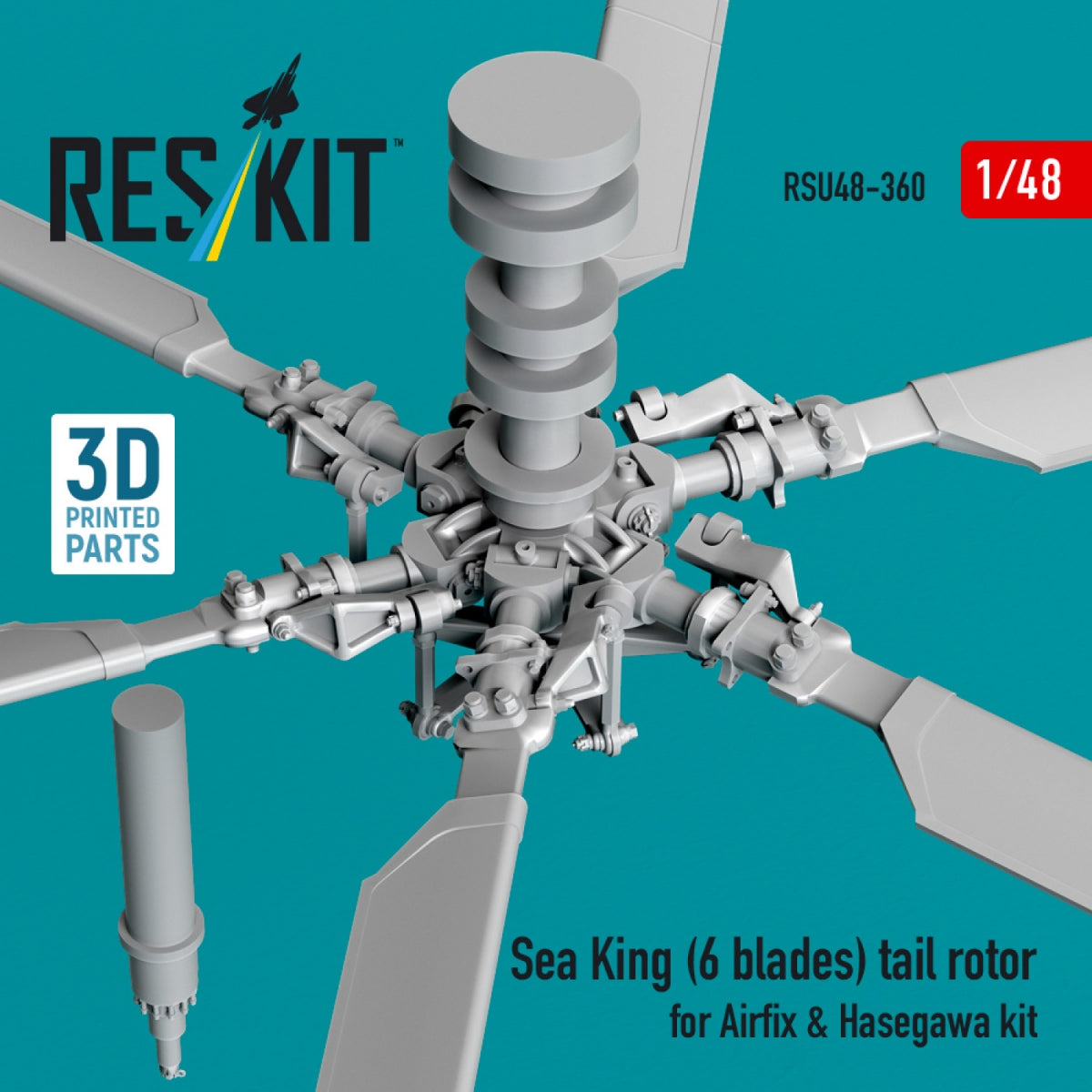 RESKIT RSU48-0360 Sea King (6 blades) tail rotor for Airfix &amp;amp; Hasegawa kit (3D printed) 1/48 – imagen 2