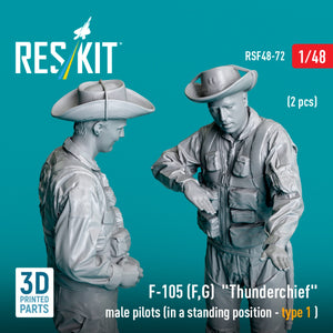RESKIT RSF48-0072 F-105 (F, G) &amp;quot;Thunderchief&amp;quot; male pilots (in a standing position - type 1) (2 pcs) (3D Printed) 1/48 – image 3