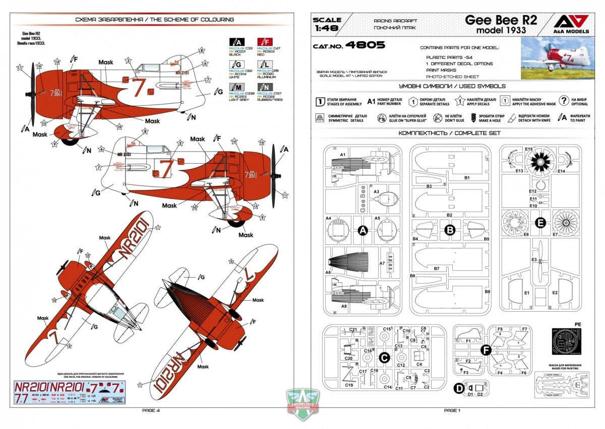 A&amp;amp;A Models 4805 Gee Bee R2 Model 1933 1/48 – immagine 2
