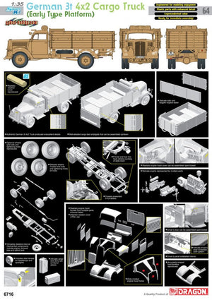 Cyber Hobby 6716 German 3t 4x2 Cargo Truck (Early Type Platform) 1/35 – immagine 2