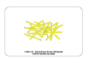 Aber 350L-16 Set of 20 pcs 20 mm L/65 barrels C/38 for German ships 1/350 – immagine 4