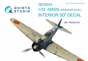 Quinta Studio QD32024 A6M2b (Mitsubishi prod.) 3D-Printed &amp;amp; coloured Interior on decal paper (for Tamiya kit) 1/32