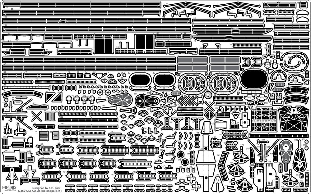 Pontos 35017F1 USS CA-35 Indianapolis 1945 Detail Up Set 1/350 – imagen 12
