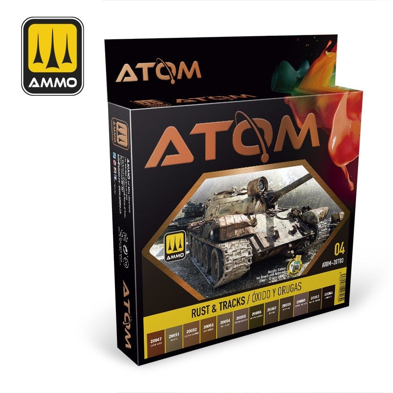 AMMO of Mig Jimenez ATOM 20703 Rust &amp;amp; Tracks Set 12 x 20 ml