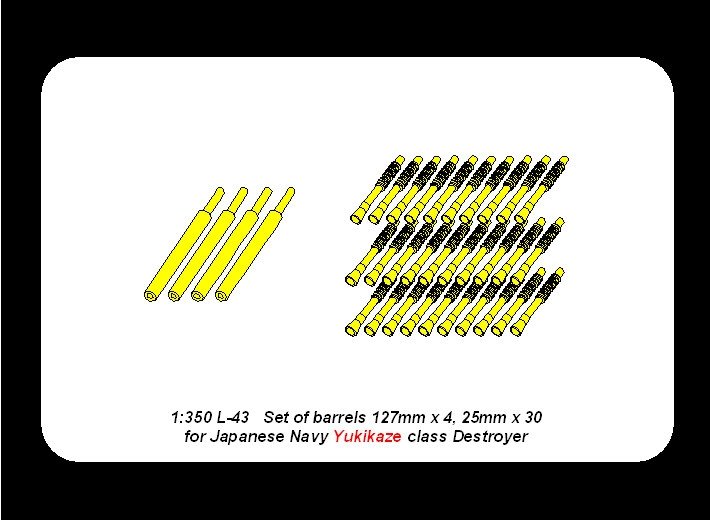 Aber 350L-43 Set of barrels 127mm x 4; 25mm x 30 for Japan Navy Yukikaze class Destroyer 1/350 – image 4