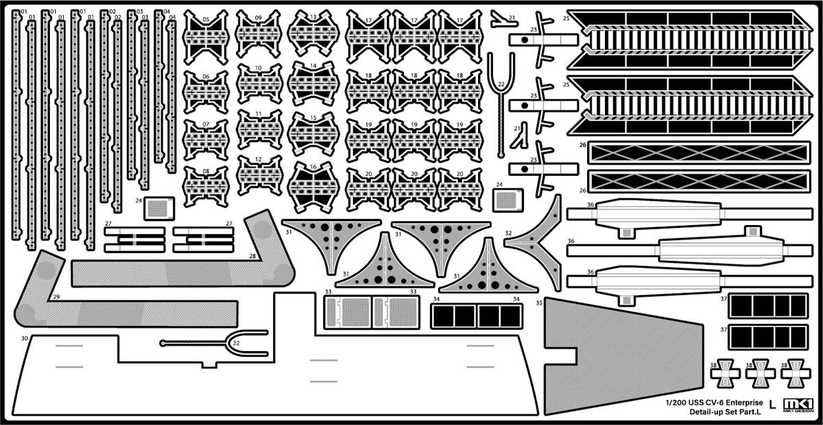 MK1 Design MD-20022 USS CV-6 Enterprise DX with Full Wooden Deck for Trumpeter 1/200 – Bild 64