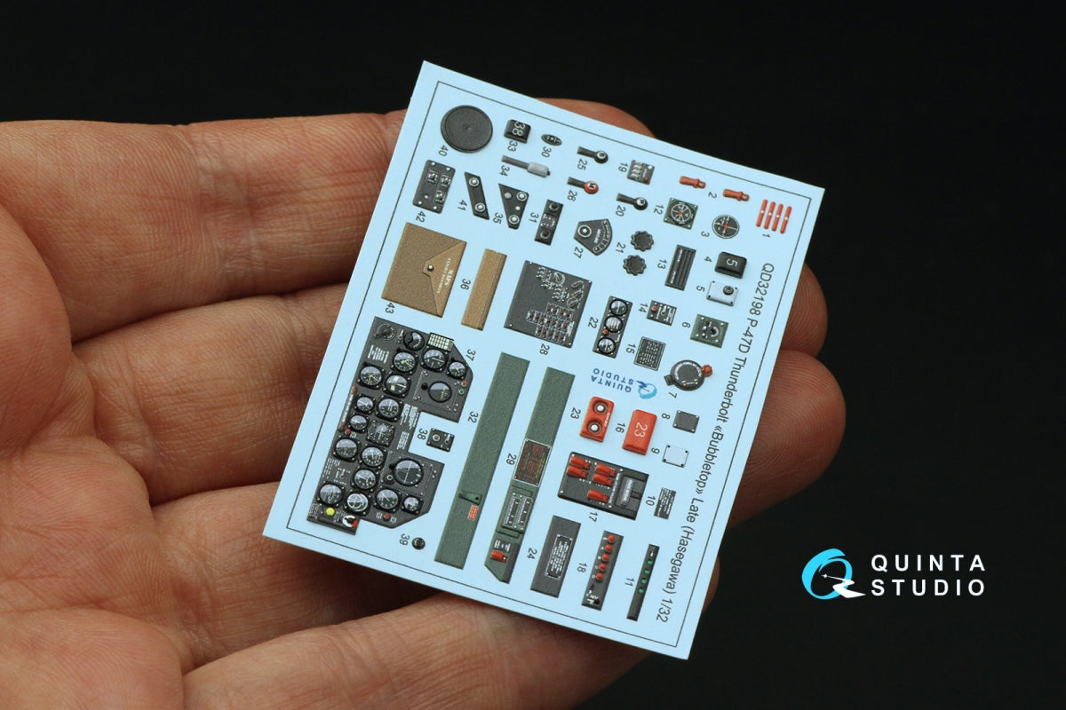 Quinta Studio QD32198 P-47D Thunderbolt Bubbletop Late 3D-Printed coloured Interior on decal paper (Hasegawa) 1/32 – imagen 4