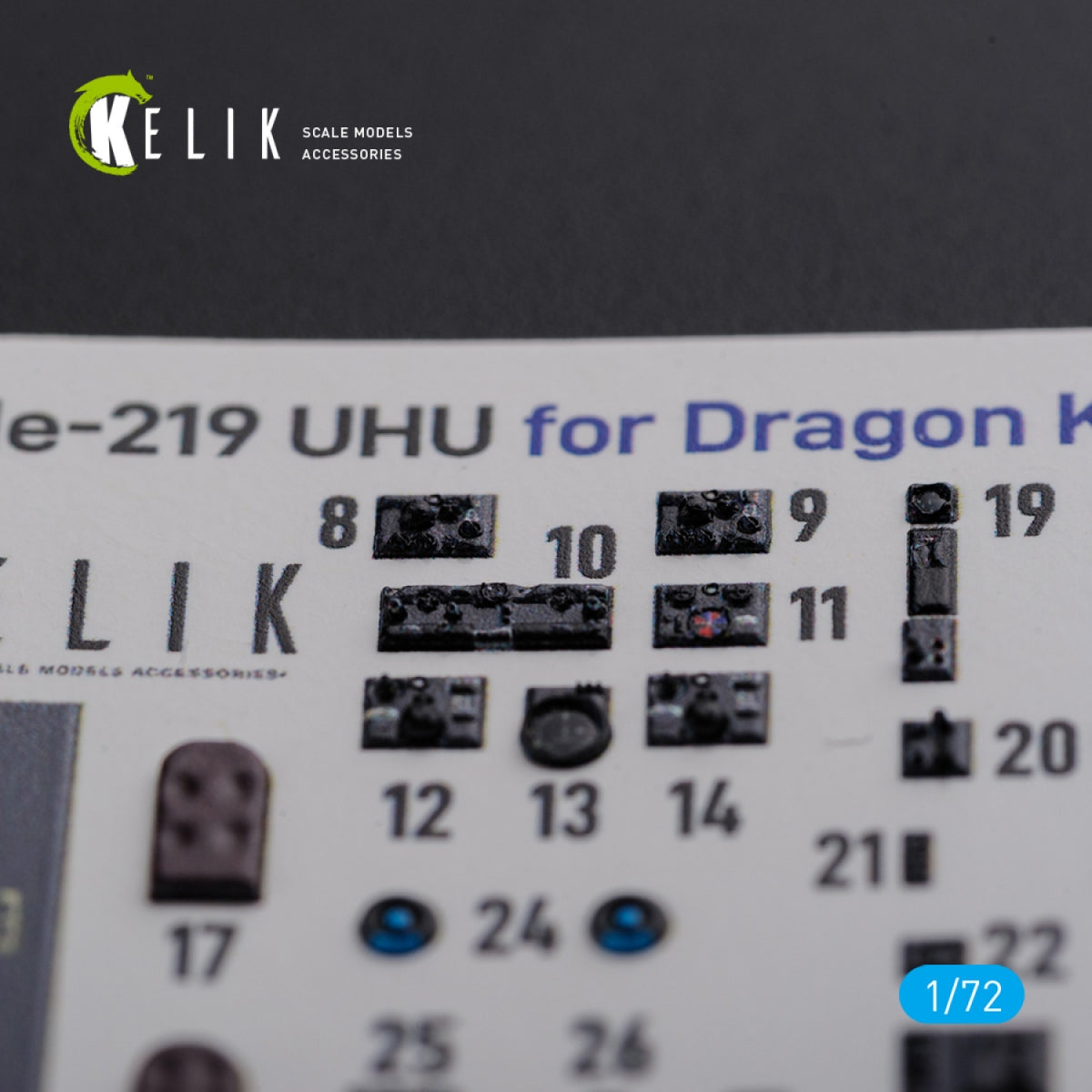 KELIK K72104 HE-219 UHU interior 3D decals for Dragon kit 1/72 – imagen 3