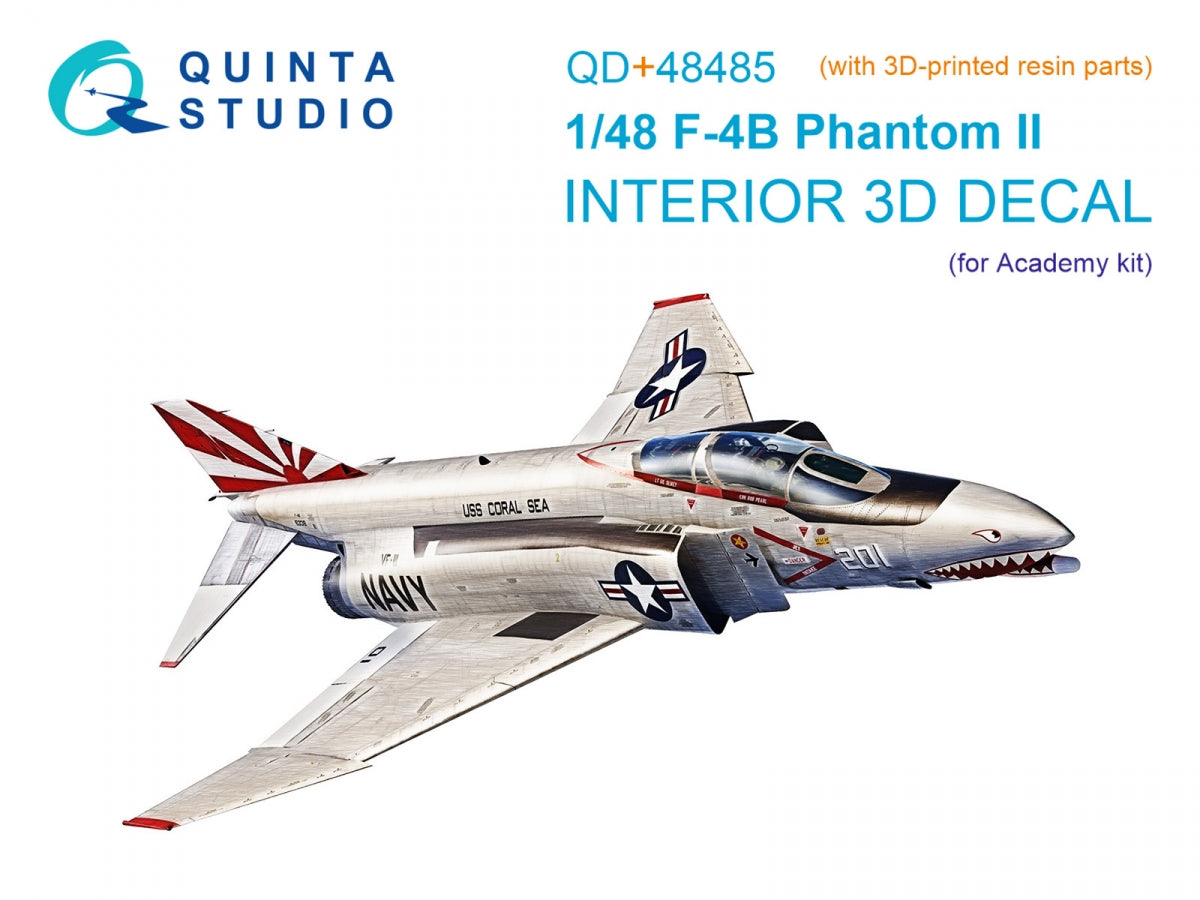 Quinta Studio QD+48485 F-4B Phantom II 3D-Printed & coloured Interior on decal paper (Academy) (with 3D-printed resin parts) 1/48