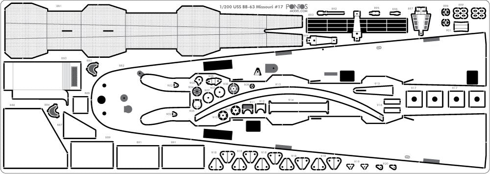 Pontos 20003WD1 USS BB-63 Missouri 1945 Wooden Deck set (20B Deck Blue) 1/200 – Bild 4