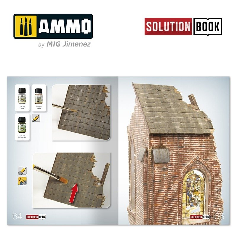 AMMO of Mig Jimenez 6510 How to Paint Brick Buildings. Colors &amp;amp; Weathering System Solution Book (Multilingual) – image 8