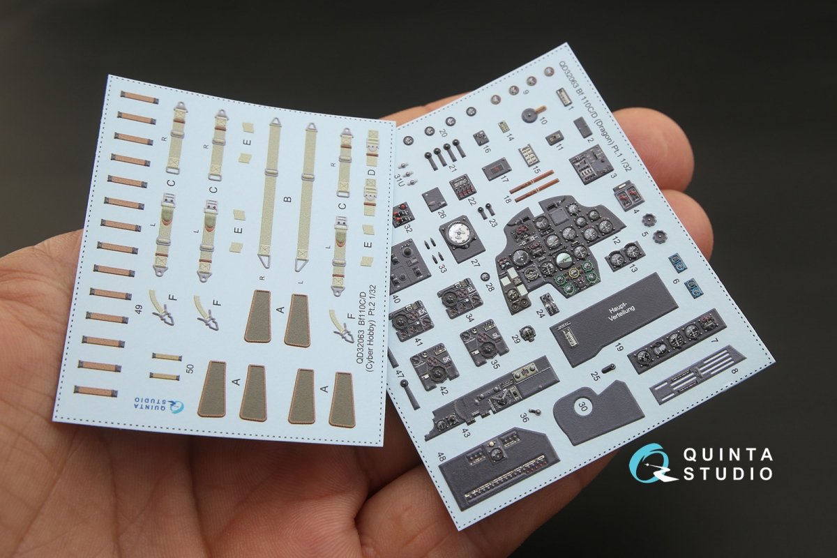 Intérieur imprimé en 3D et coloré sur papier décalcomanie Quinta Studio QD32063 Bf 110C/D (pour maquette Dragon) 1/32  – image 2