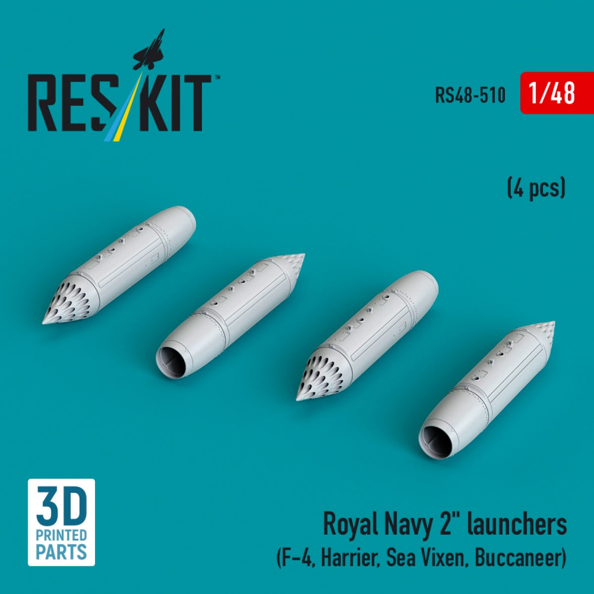 RESKIT RS48-0510 Lanceurs 2" de la Royal Navy (4 pièces) (Impression 3D) 1/48