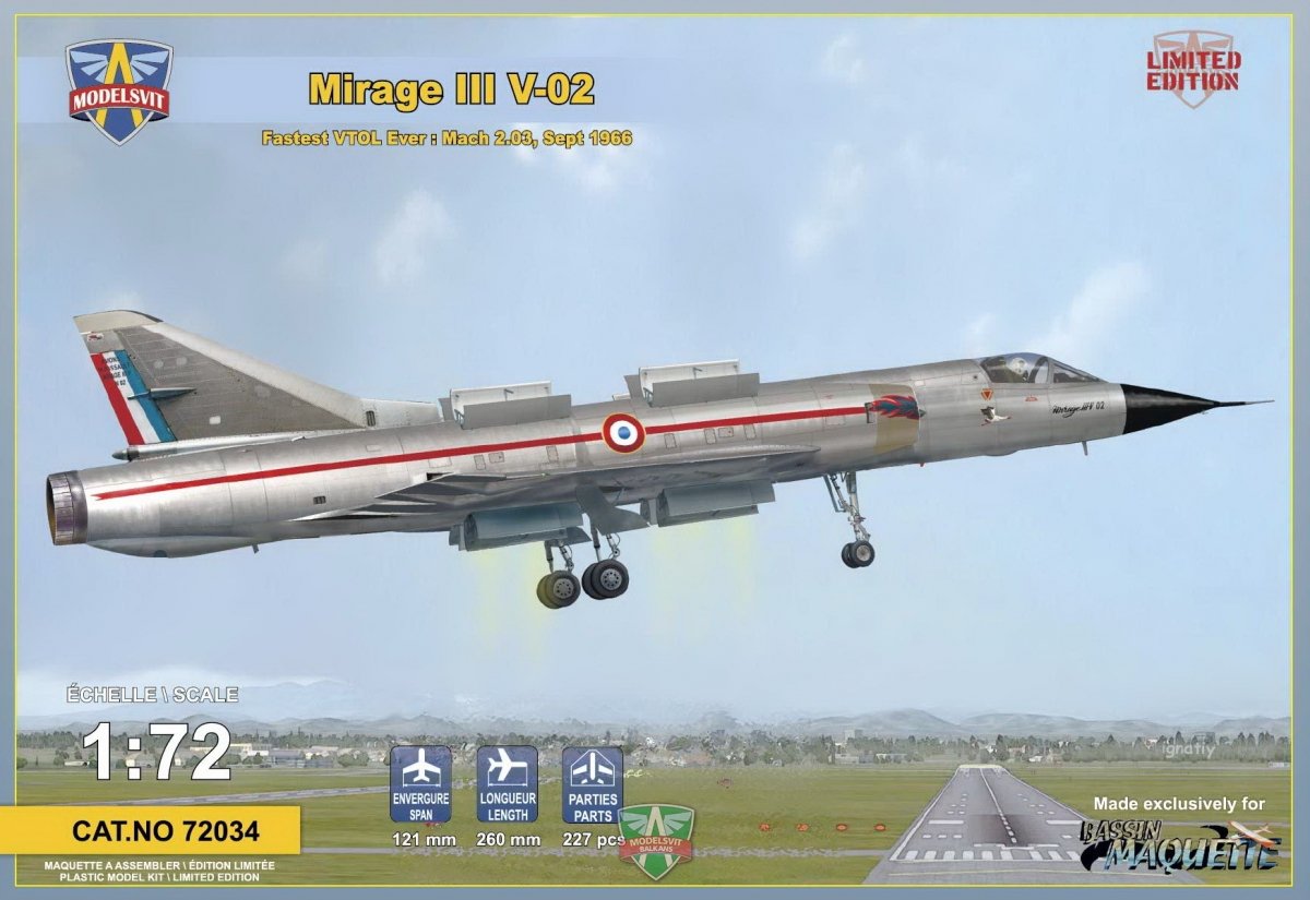 Modelsvit 72034 Mirage III V-02, le VTOL le plus rapide de tous les temps, échelle 1/72
