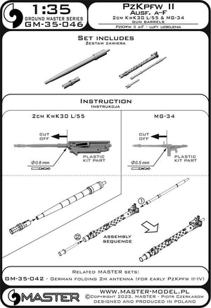 Master GM-35-046 PzKpfw II Ausf. a–F - 2cm KwK30 L/55 &amp;amp; MG-34 gun barrels (for IBG, Dragon and other kits) 1/35 – Bild 11