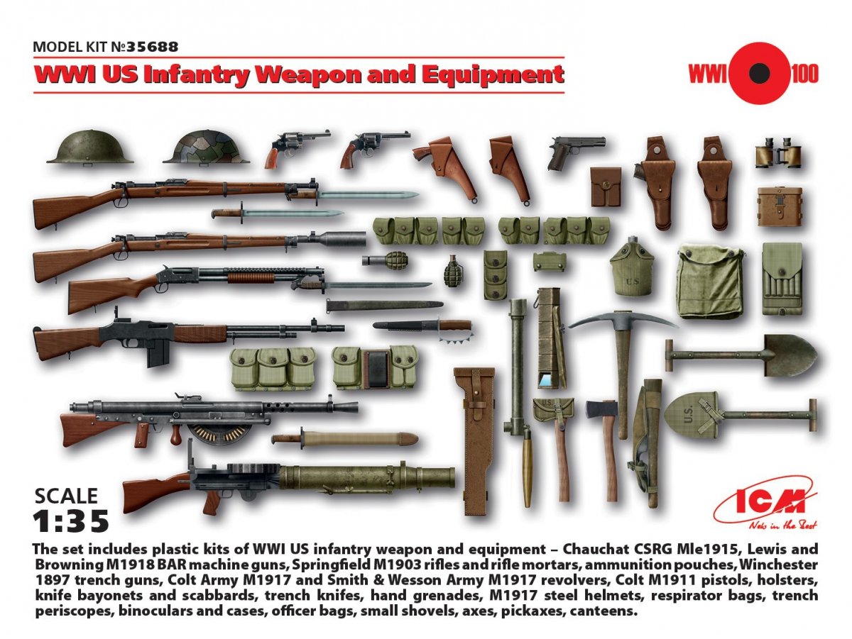 ICM 35688 WWI US Infantry Weapon and Equipment 1/35
