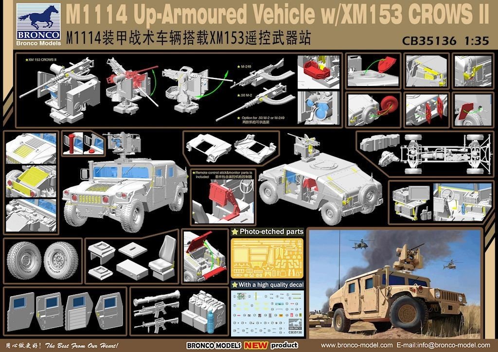 Bronco CB35136 M1114 Up-Armoured Vehicle w/XM153 CROWS II 1/35 – imagen 2
