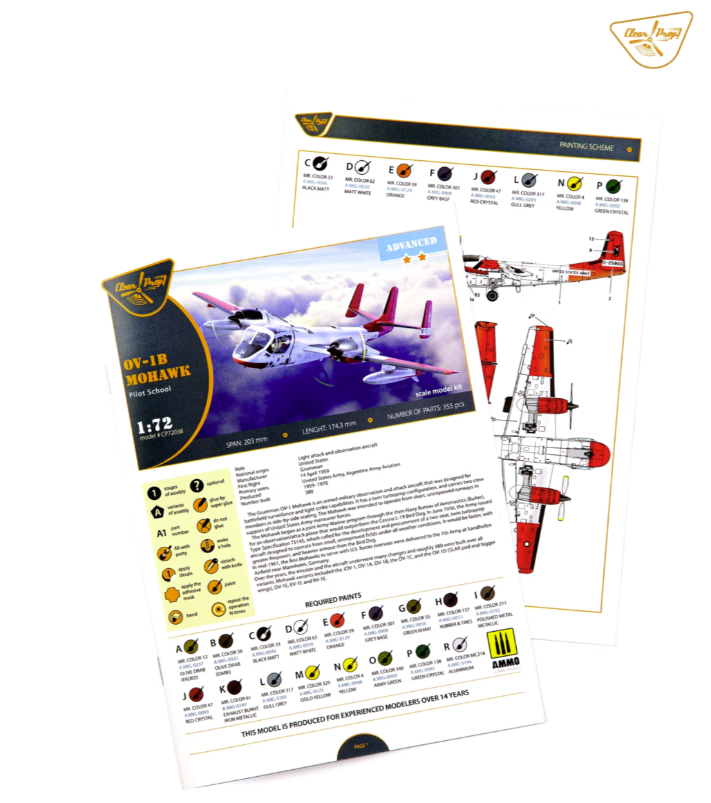 Clear Prop! CP72038 OV-1B Mohawk &amp;quot;Pilot School&amp;quot; ADVANCED KIT 1/72 – imagen 26