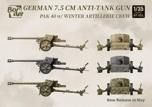 Border Model BT-051 German 7.5cm Anti-Tank Gun PaK 40 w/Winter Artillery Crew. 1/35 – Bild 2