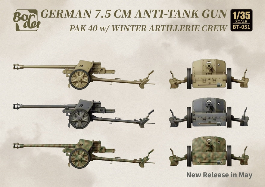 Border Model BT-051 German 7.5cm Anti-Tank Gun PaK 40 w/Winter Artillery Crew. 1/35 – Bild 2